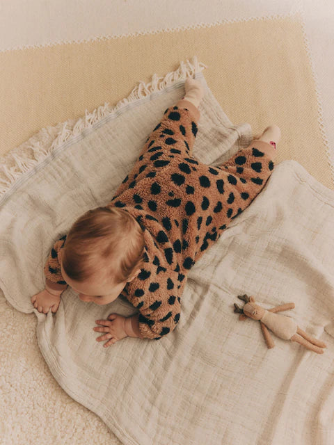 Brown Heavyweight Fleece Baby Zip Sleepsuit