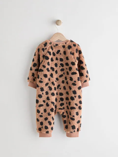 Brown Heavyweight Fleece Baby Zip Sleepsuit