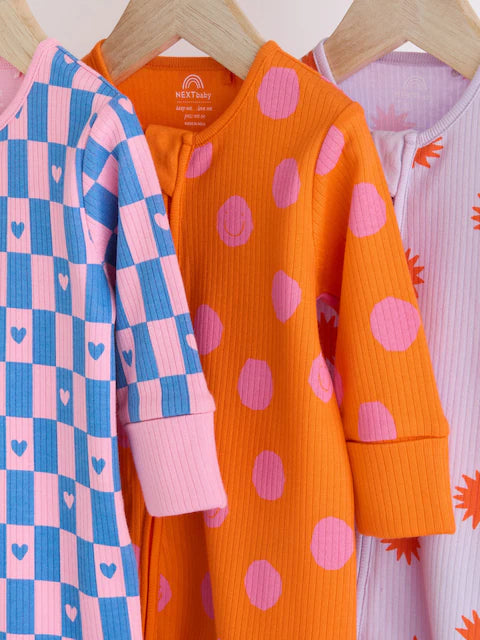 Bright Zip Baby Footless Sleepsuit 3 Pack