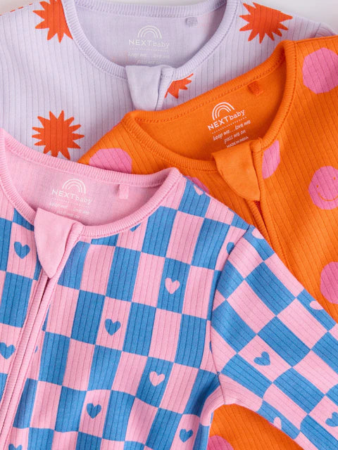 Bright Zip Baby Footless Sleepsuit 3 Pack