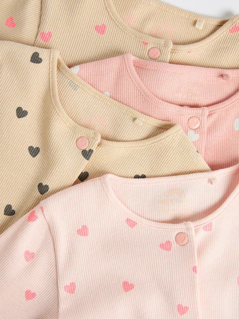 Pink 4 Pack Baby Footless Sleepsuits