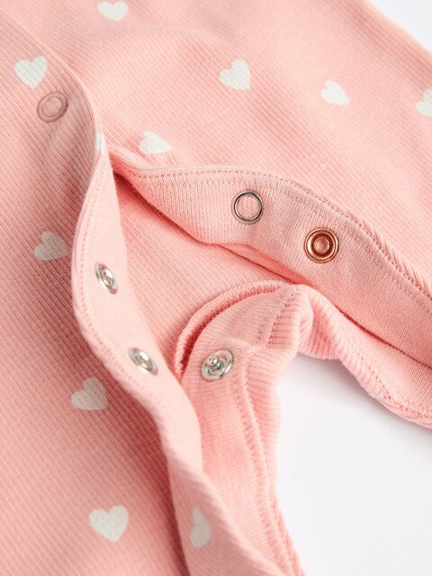Pink 4 Pack Baby Footless Sleepsuits