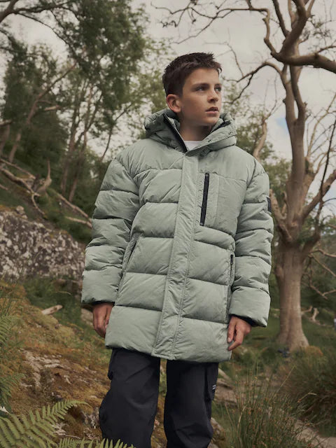 Sage Green Utility Fleece Lined Hooded Padded Puffer Coat