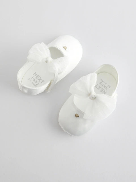 White Bow Occasion Baby Shoes