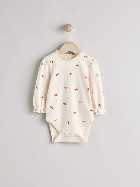 Red 3D Bow Baby Corduroy Pinafore Dress With Tights