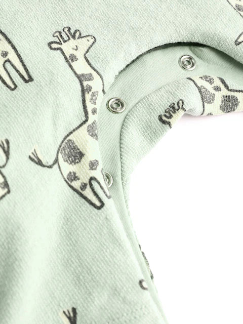 Sage Green Giraffe Jersey Baby Dungarees And Bodysuit Set