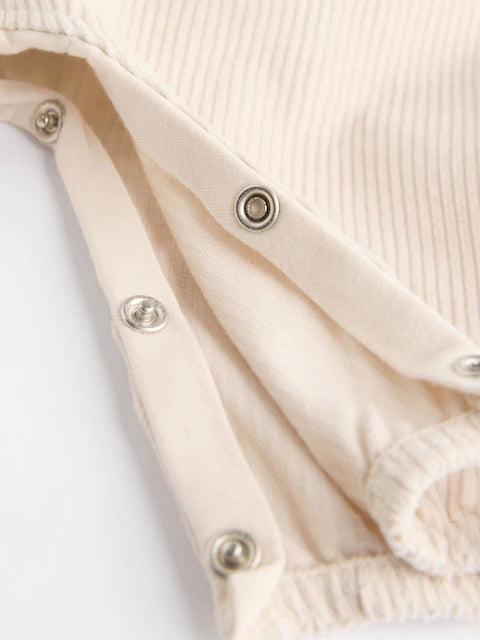 Neutral Tiger Cord Dungarees and Bodysuit Set
