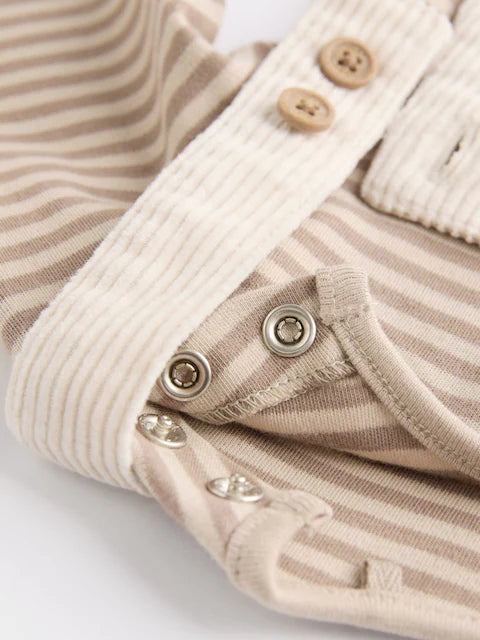 Neutral Tiger Cord Dungarees and Bodysuit Set