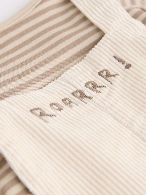 Neutral Tiger Cord Dungarees and Bodysuit Set
