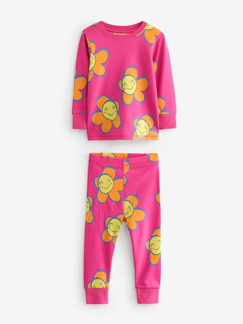 Pink/Blue Character Printed Snuggle Pyjamas 3 Pack