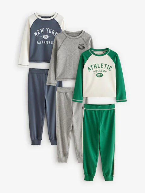 Blue/Grey Jogger Pyjamas 3 Pack