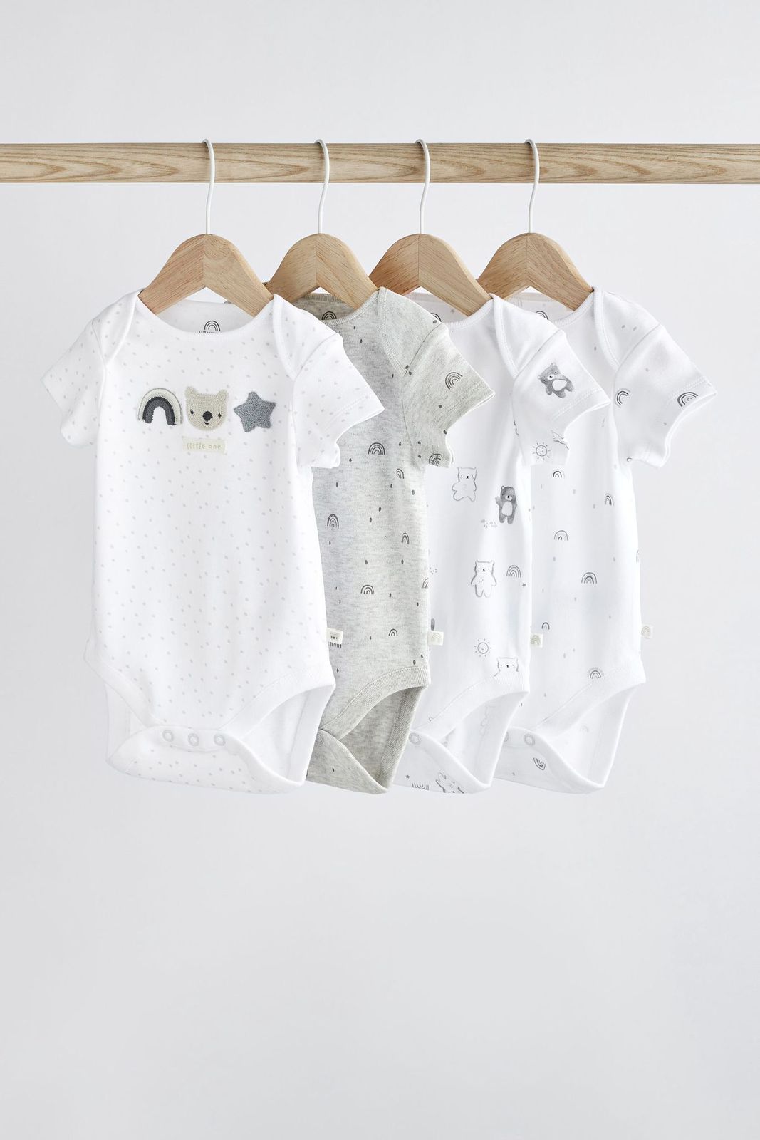 White & Grey Bodysuits pack of 4.