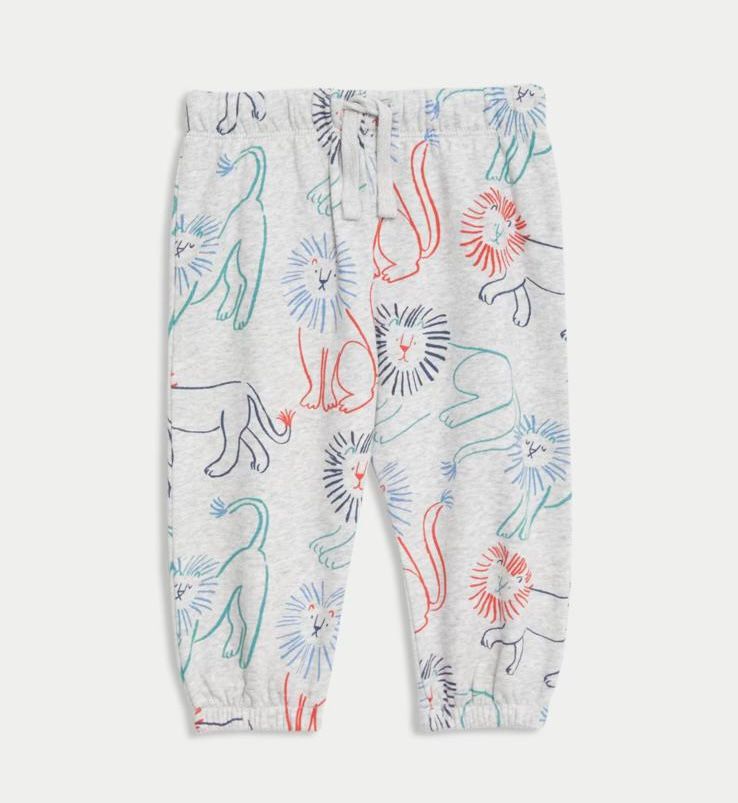 Grey Lion Printed Sweat Shirt & Joggers Set-Fleece Lined