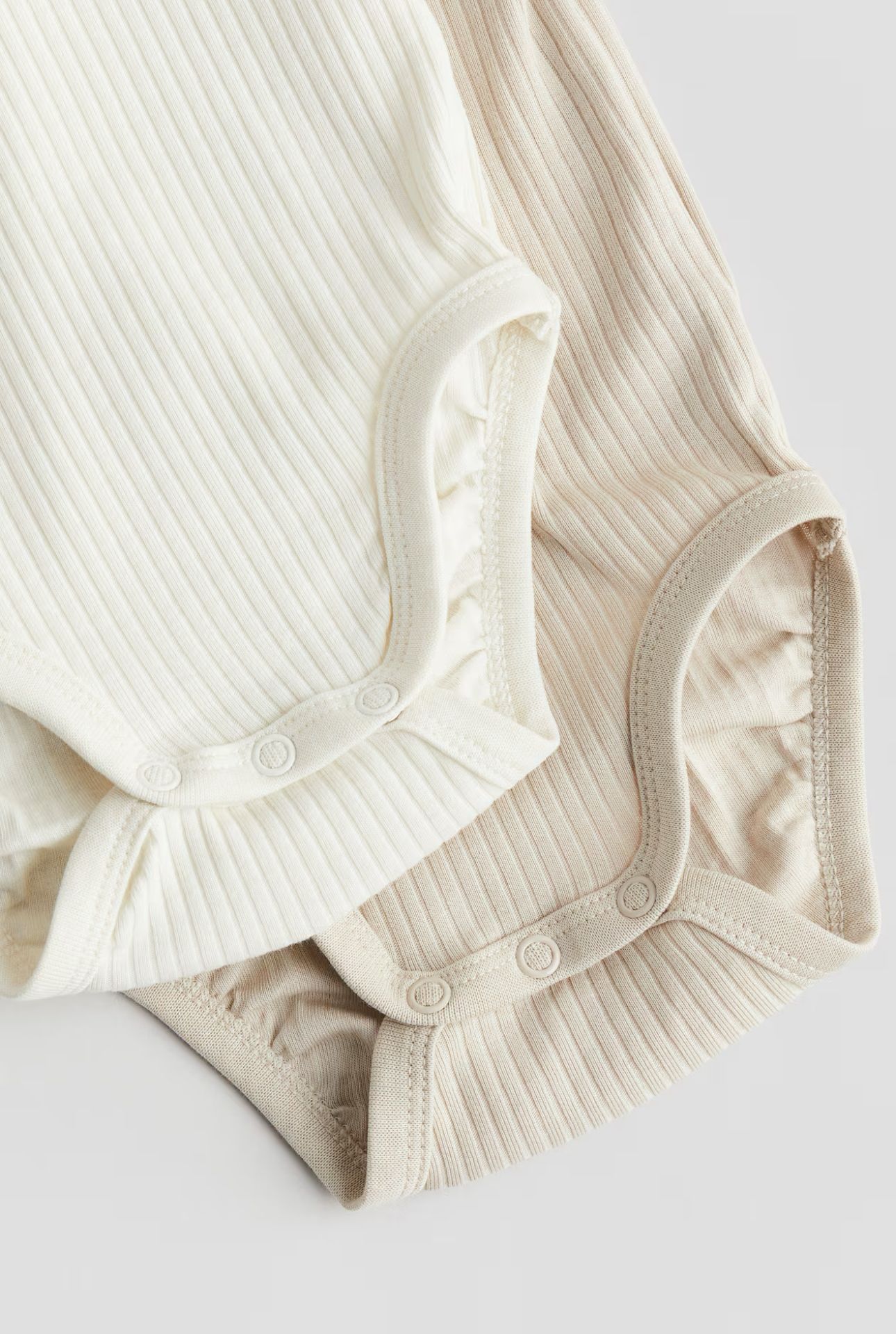 H&M Beige/White Polo Neck Bodysuit Full Sleeves 2 Pack