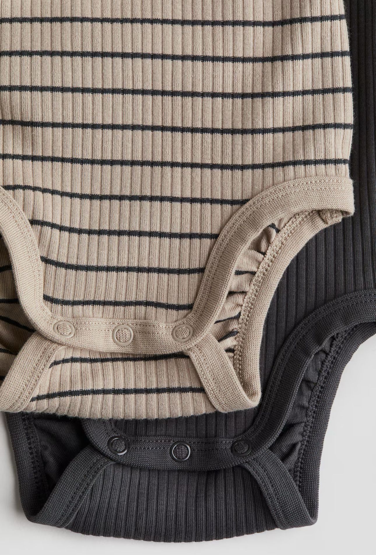 H&M Grey/Brown Polo Neck Bodysuit Full Sleeves 2 Pack