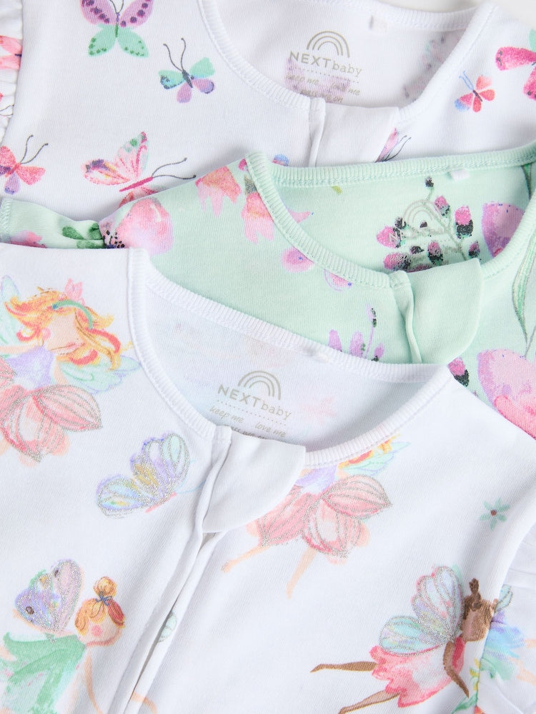 White Fairy Sleepsuit 3 Pack