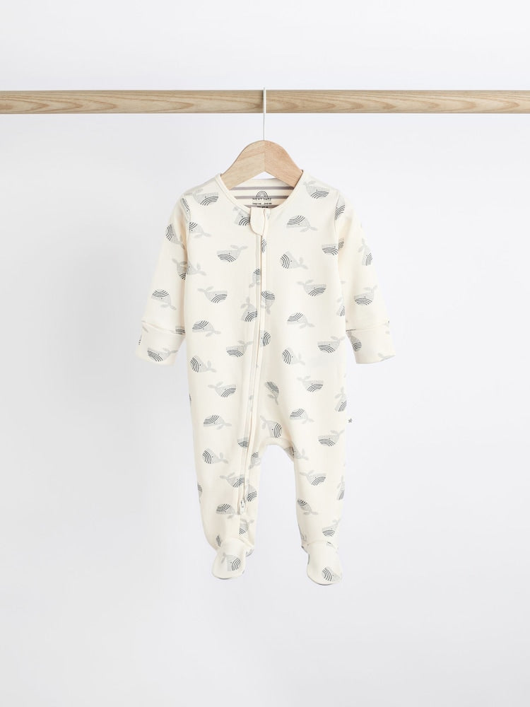 Whale Applique Zipper Sleepsuit 3 Pack