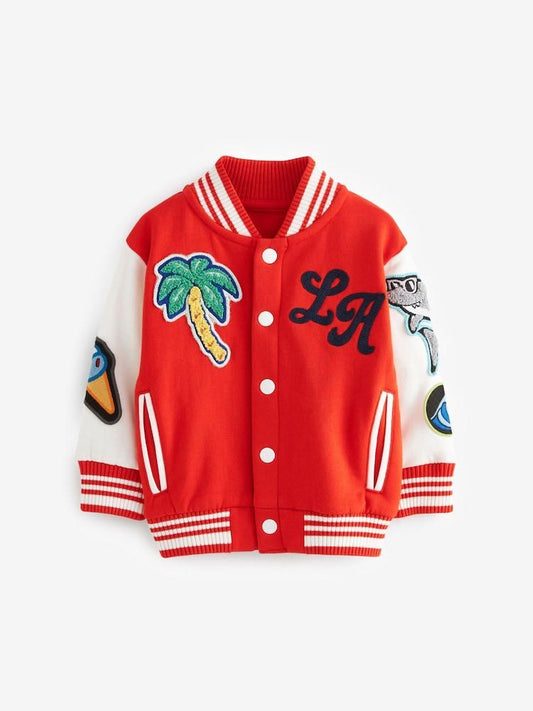 Bright Red embroidered Jacket Fleece Lined