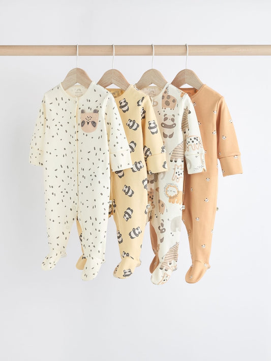 Multi Animals Applique Sleepsuit 4 Pack