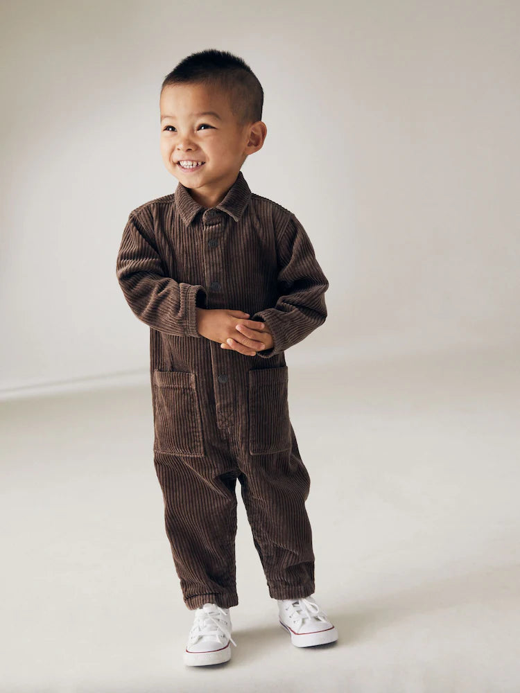 Soft Brown Corduroy Romper