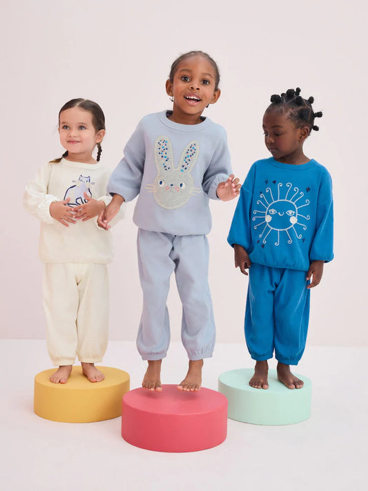 Blue/Cream Character Jogger Pyjamas 3 Pack