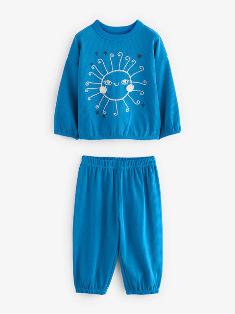 Blue/Cream Character Jogger Pyjamas 3 Pack
