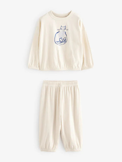 Blue/Cream Character Jogger Pyjamas 3 Pack