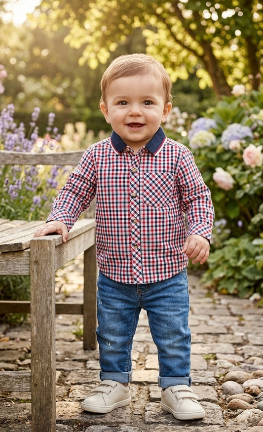 Red Check Collared only Shirt