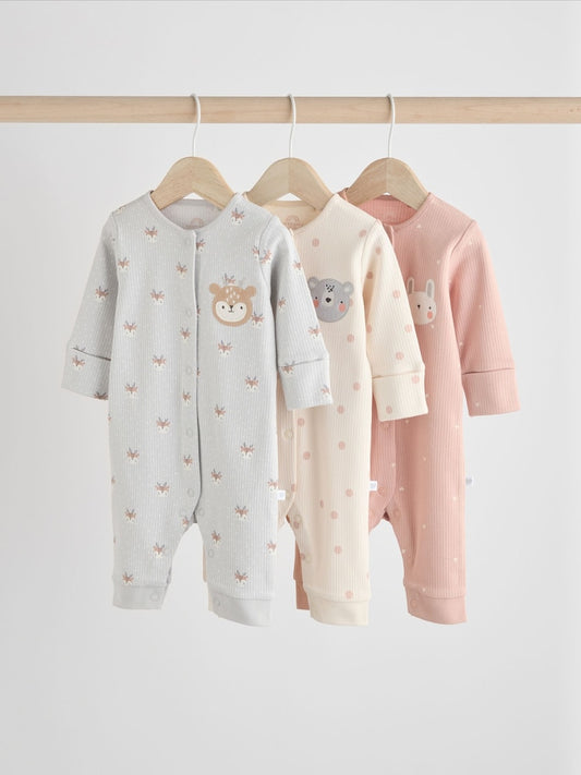 Grey/Pink Footless sleepsuit 3 Pack