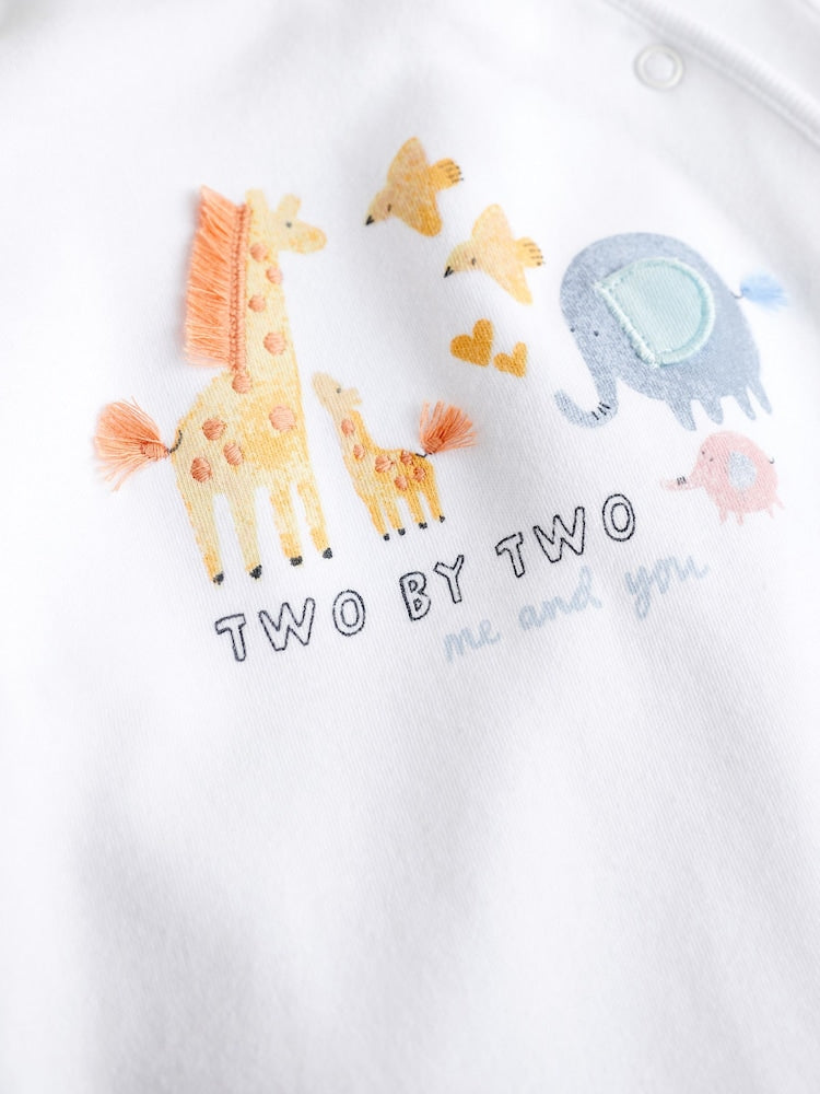 White Applique Animals Sleepsuit 3 Pack