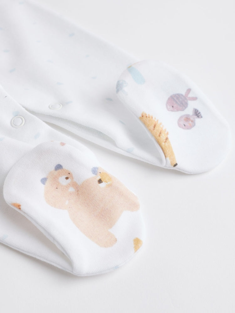 White Applique Animals Sleepsuit 3 Pack