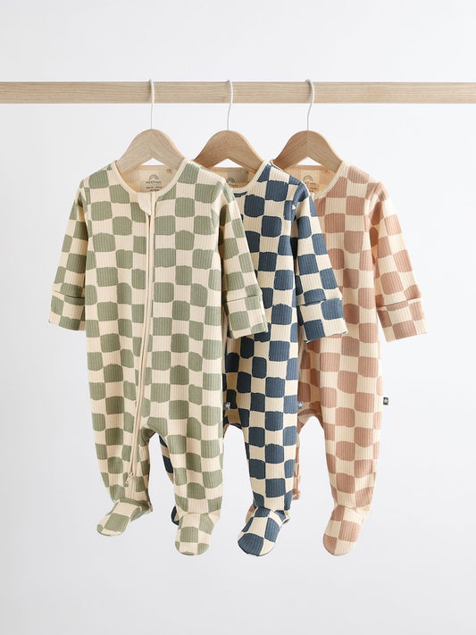 Checker board pattern Sleepsuit 3 Pack