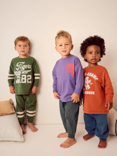 Multi Bright Varsity Oversized Pyjamas 3 Pack