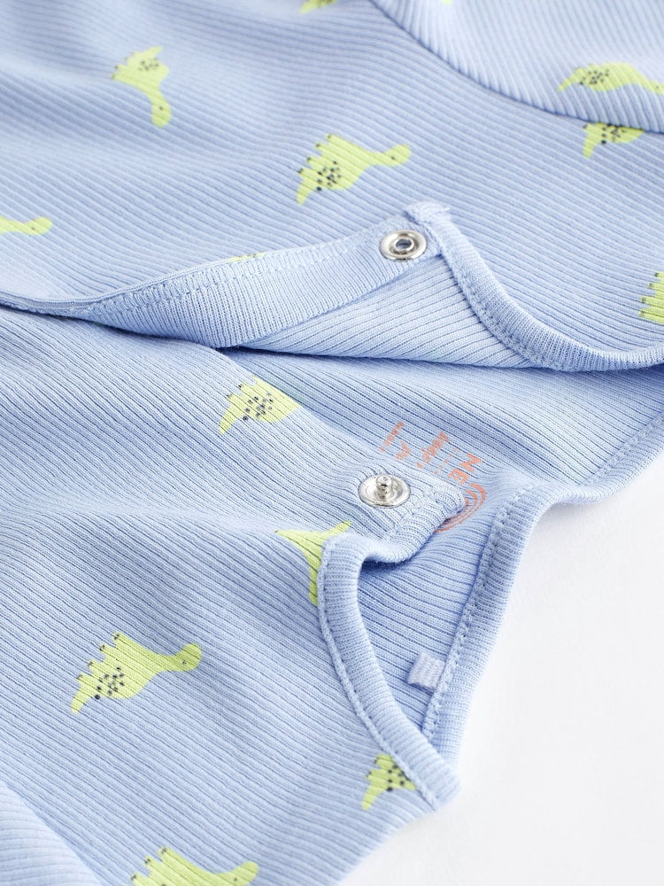 Orange/Blue dino Footless sleepsuit 3 Pack