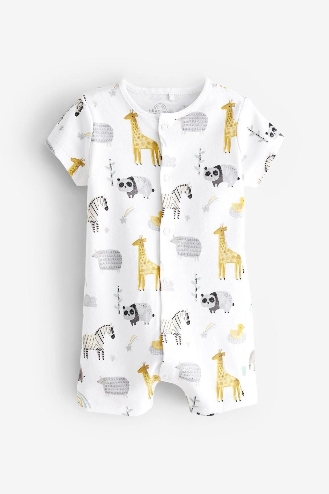 White Animal rompers pack of 3