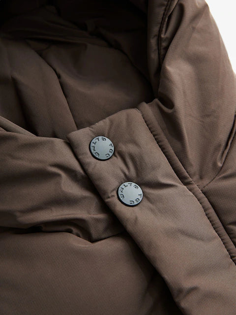 Brown Waterproof Longline Fleece Lined Puffer Coat