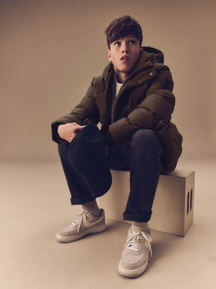 Brown Waterproof Longline Fleece Lined Puffer Coat