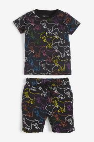 Black Dino Printed T-shirt & Shorts set