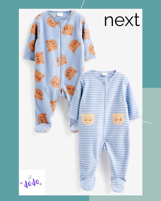 Blue Bear Characters Fleece Sleepsuit 2 pack- WEB feet.