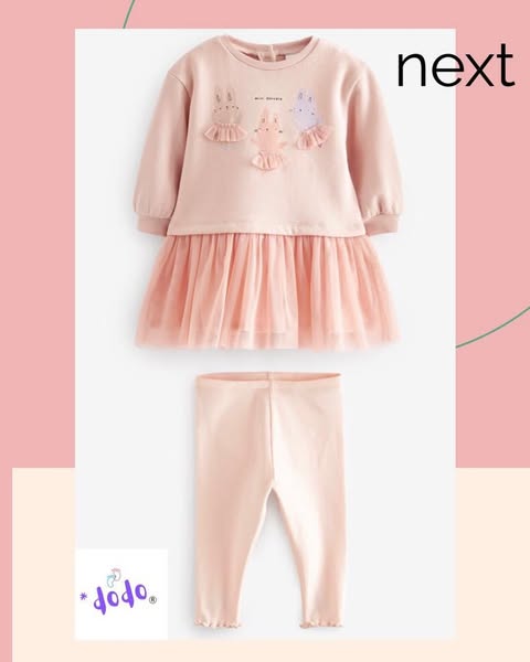 Pink Bunny Tutu Mesh Skirt Sweatshirt & leggings Set