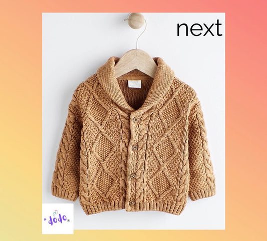 Tan Brown Cable Knitted Cardigan