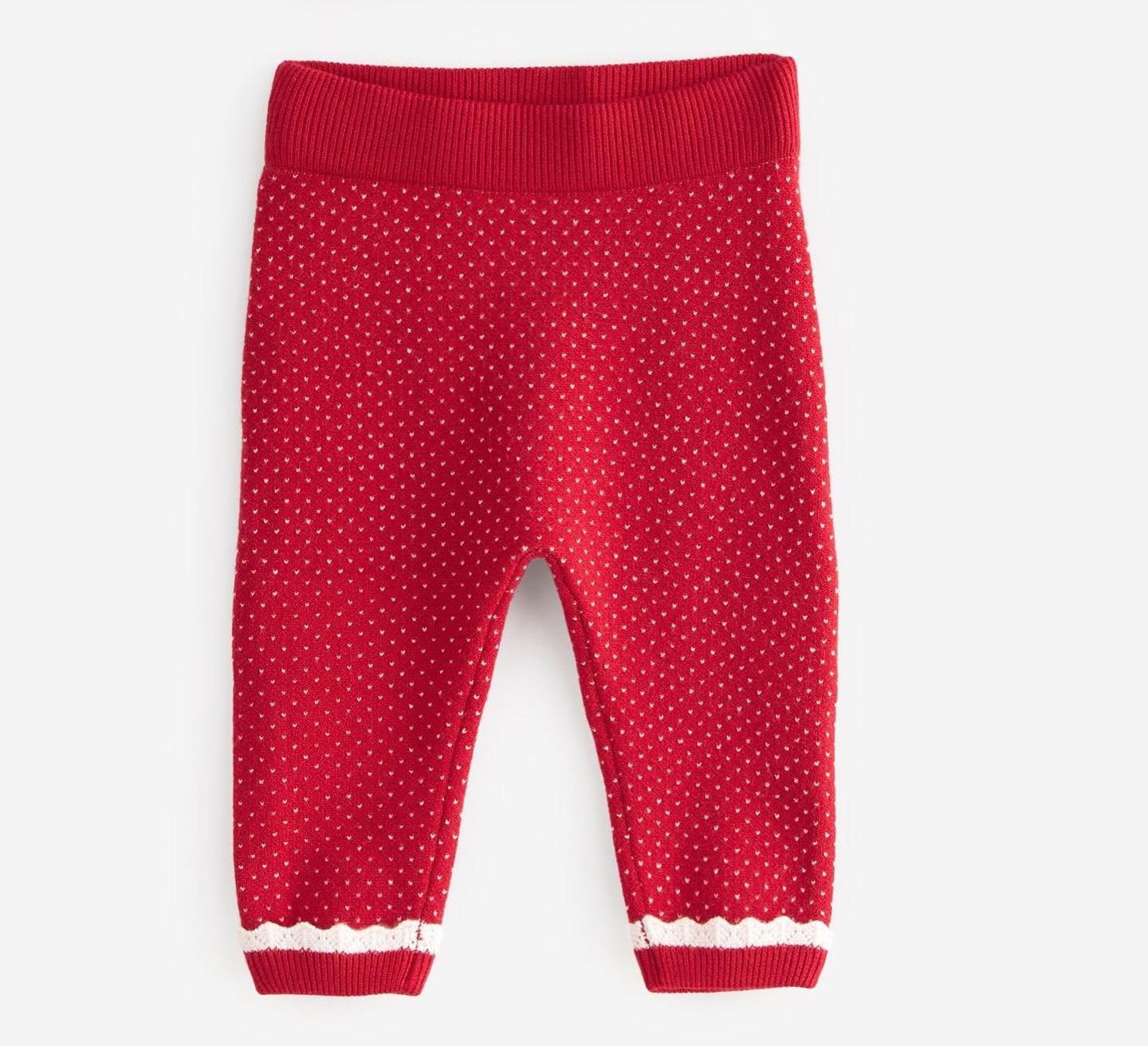 Red Knitted Collared Sweater & Leggings Set