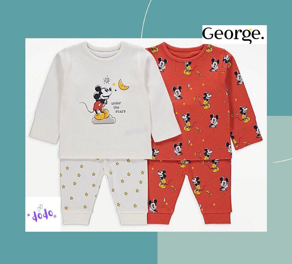 Disney Mickey Mouse Print Pyjamas 2 Pack