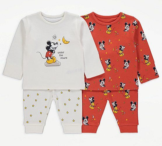 Disney Mickey Mouse Print Pyjamas 2 Pack