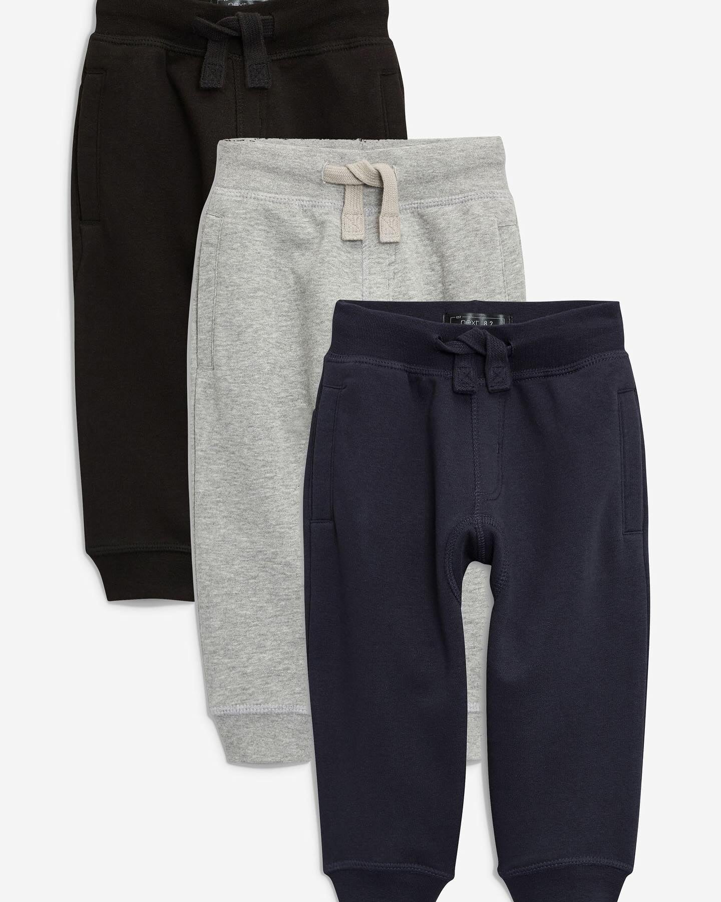 Black/Grey/Navy Joggers 3 Pack- Fleece lined