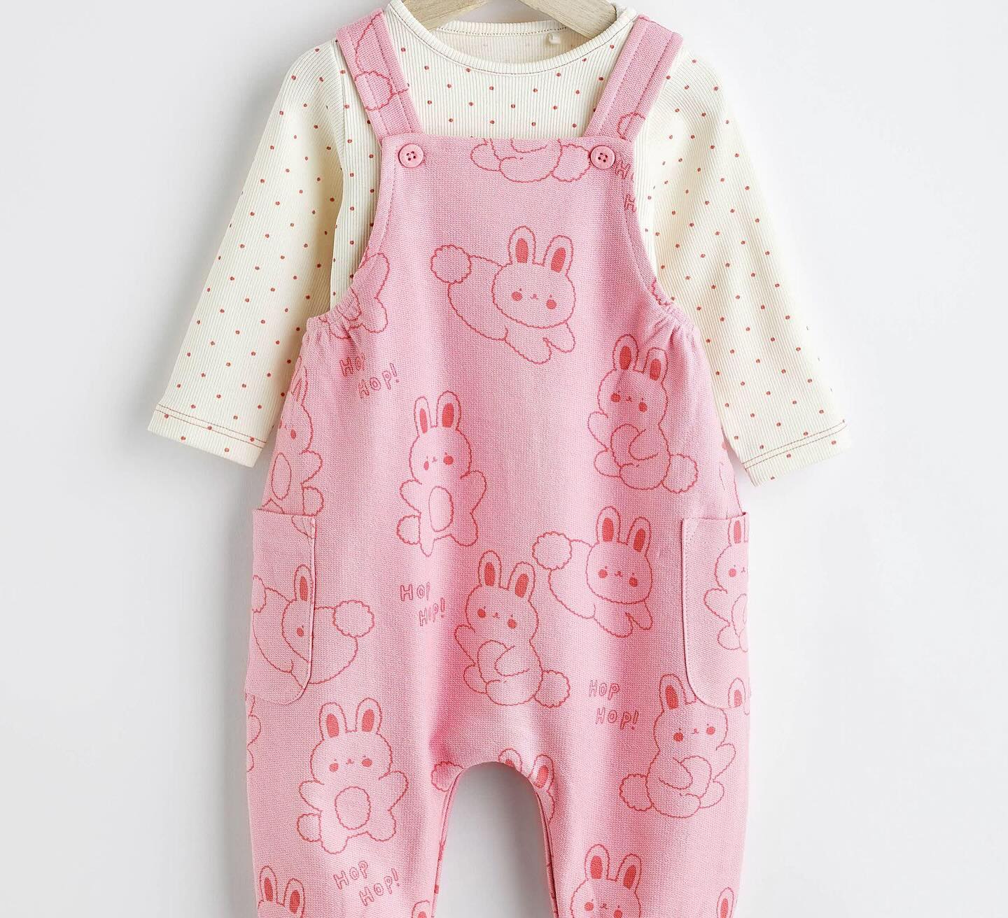 Pink Bunny’s Dungarees & Bodysuit Set