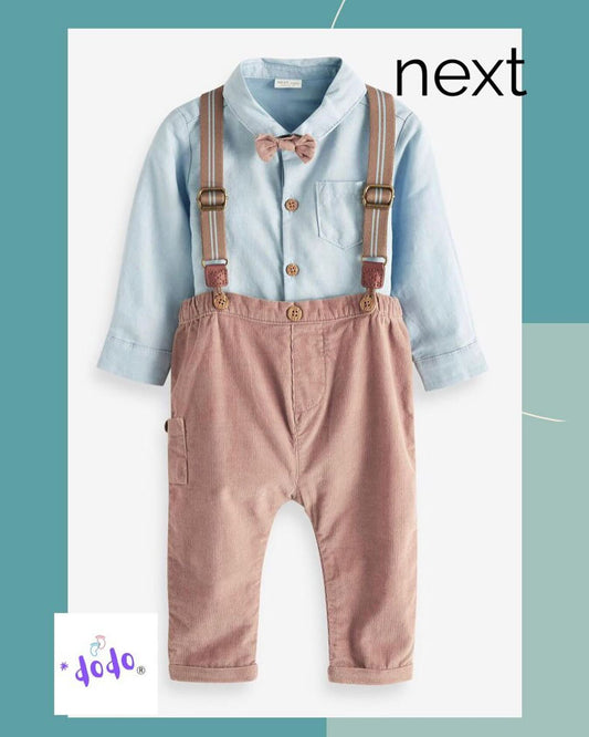 Mink Trousers, Bodysuit, Braces with Bow Smart Occasion wear 4 Pc Set