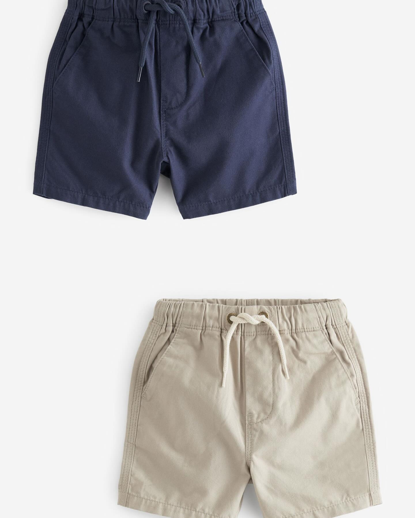 Navy Blue/Stone Cream Pull on Shorts 2 Pack