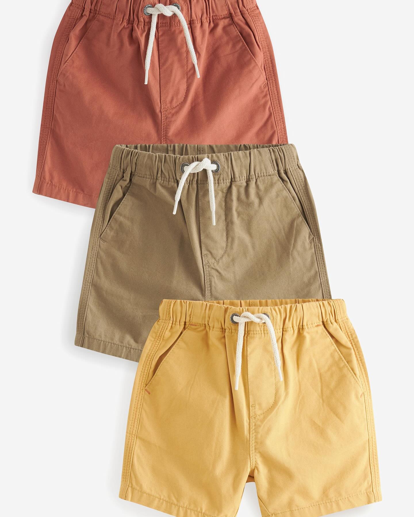 Tan Brown/Rust Brown/Ochre Yellow Pull on Shorts 3 Pack