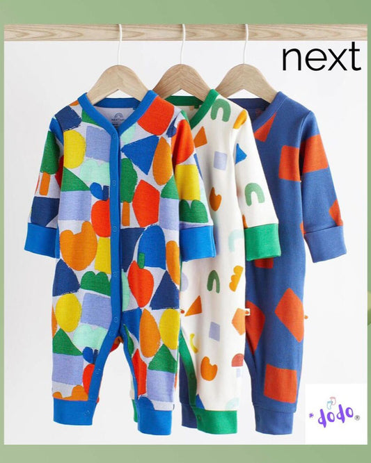 Blue Multi Footless Sleepsuit 3 Pack Set